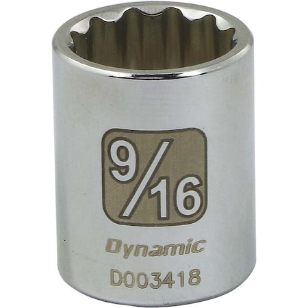 Tools 1/4 Drive 12 Point SAE, 9/16 Standard Length, Chrome Socket